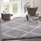 VIMODA Hochflor Teppich Wohnzimmer Shaggy Skandi Design Rautenmuster Grau Creme Robust Weich Strapazierfähig, Maße:70x250 cm