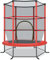 COSTWAY Trampolino Elastico Bambino in Acciaio, Tappeto Elastico Bambini da Esterno e da Interno, con Rete e Cusicnetti Antiscivolo (Rosso, 165 x 165 cm)