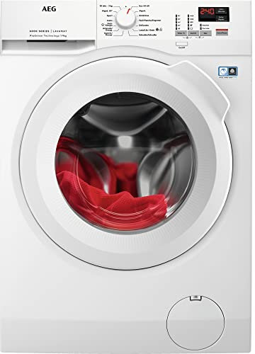 AEG L6FBK947 Lavadora de Libre Instalación, Carga Frontal, 9 Kg / 1400 rpm, Motor Inverter, Función Vapor, Programa Rápido, Inicio Diferido, Blanco, Clase C