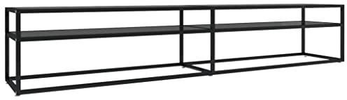 vidaXL Mobile Porta TV Nero 220x40x40,5 cm in Vetro Temperato
