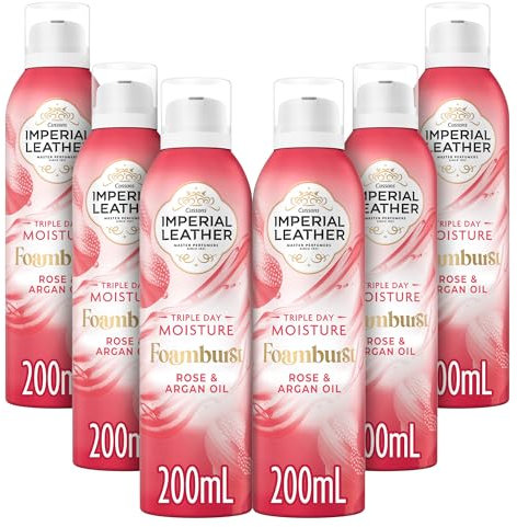 Imperial Leather Foamburst – Gel douche hydratant triple jour, parfum huile de rose et d'argan avec mousse luxueuse - Soin doux pour la peau en vrac (6 x 200 ml)