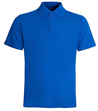 NY Deluxe Edition Mens Polo Shirts Short Sleeve Premium Regular Fit Pique Work Casual Plain Top (L, Royal Blue)