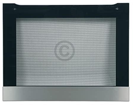 ensipart Außenfenster für Backofentüre 595x470 mm Frontfenster mit scharzem Rahmen und Edelstahlblende kompatibel wie AEG 561182400/3