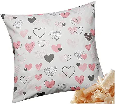 Heubergshop Zirbenkissen 40x40cm - Gefüllt mit Zirben - Love, Liebe - Kissen mit Zirbenflocken Zirbenspäne Reißverschluss (Zirbe-187-1)