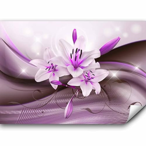 murando Fototapete Premium-Vlies Blumen Lilien 100x70cm Foto Tapete Schlafzimmer Vliestapete XXL Wandtapete Motivtapeten Bildtapete 3d Effekt Wand Dekoration Flur Blitz Abstrakt Lila