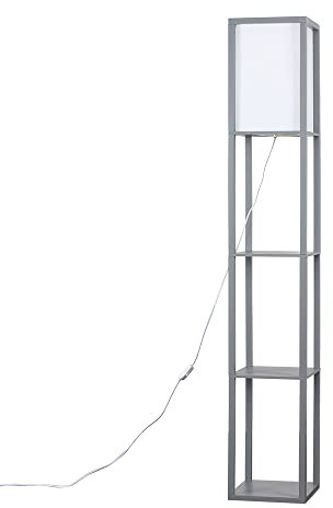 MiniSun | Grey Wooden Floor Lamp with Storage Shelves | Floor Lamps & Torchieres, Home Décor & Improvement Essential | Includes 10W GLS Bulb [3000K Warm White]