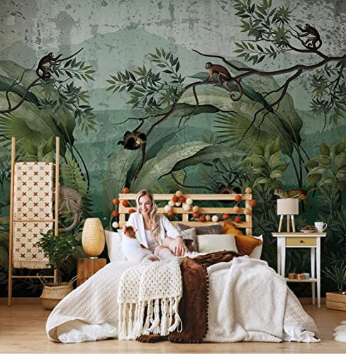 South East Asia Forest Monkey Animierte Tapete Wohnzimmer TV Hintergrund 3D Wandaufkleber Tapete Dekoration TV Wandbild Tapete Wanddekoration fototapete 3d Vlies wandbild Schlafzimmer-300cm×210cm