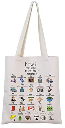 FUNYSO HIMYM TV-Show-inspiriertes Geschenk, HIMYM Tragetasche, HIMYM Fans, Geschenk der HIMYM TV-Serie, HIMYM Merchandise (How I Met UK), weiß