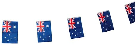 Australien-Flagge, 40 Stück, Girlande, 11,4 m, Nationalflaggen, 14 x 21 cm, für Gartenbar-Dekorationen