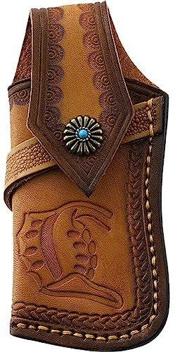 Truffa a Coltello per 4 ''-4,5 '' Coltello Tascabile Pieghevole, Porta a Coltello in Pelle Orizzontalmente, Porta a Cinghia del Coltello in Pelle