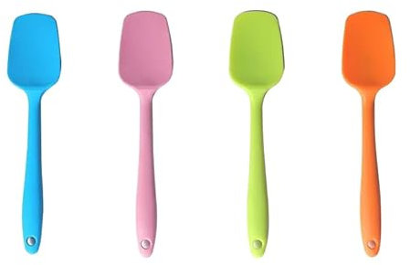 BLUGUL 4 PCS Cuillère en Silicone, Résistant à la Chaleur, Spatules Silicone pour la Cuisson, le Grattage et le Mélange, en Forme de Pelle, Petite