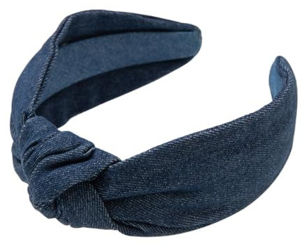 axy Haarreif mit Knoten aus Jeansstoff - Wunderschön Damen Stirnband Haarschmuck Haarreifen HR35J (Dunkelblau)