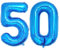 Ponmoo 40 Pouces Foil Ballons Chiffre 50 Bleu (101cm), Gonflable Hélium ou Air, Géant Numéro 0-9, 10-29, 30-100, Grand Ballons pour Mariage, Décoration de Fête d'anniversaire