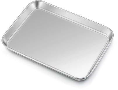 Homikit Klein Backblech, Rechteckig Ofenblech Kuchenblech aus Edelstahl, Backofenblech für Backen Braten Servieren, 23,7 * 17,8 * 2,5cm, Spülmaschinenfest