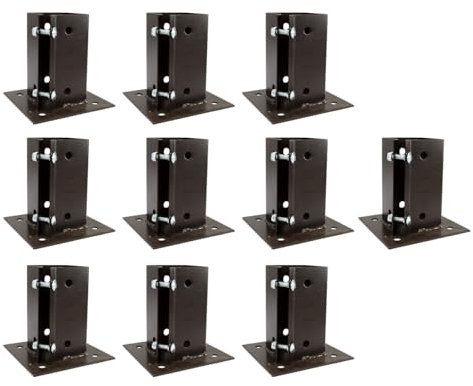 10 x Fence Post Holder 50mm posts Support Bolt Down Shoe Anchor Clamp Grip Brown for 50mm x 50mm posts (2) Eliza Tinsley Swiftpost, Pack of 10