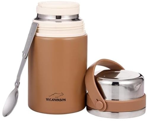 W&JOHNSON 800ml Food Flask & Soup flask with Bowl & Spoon – Leak-Proof, BPA-Free, Stainless Steel – Keep Meals Hot/Cold for Hours portable soup flask