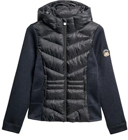 Superdry Damen Storm Hybridstrickjacke mit Kapuze Finster Marineblau 36