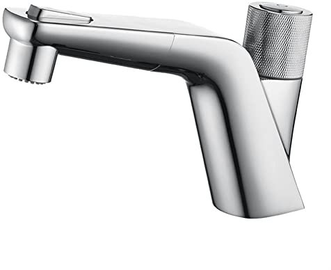 Wasserhähne, Waschtisch-Mischbatterie Chrom-Badezimmer-Waschtischarmaturen, Messing-Badezimmer-Waschtischarmaturen, Knopf for Umschalten an Deck montierte Kalt-Warm-Wasser-Mischbatterien for die Badez