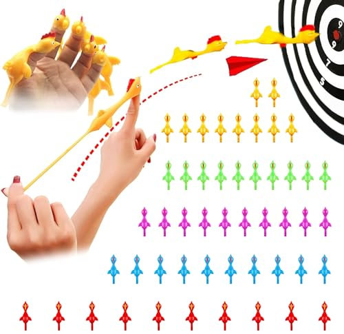Schleuder Huhn,50PCS Kinderspielzeug lustig Finger dehnbar Flick Fliegende Hühner Kinder Party Favors Geschenk,Neuartiges Stressabbau-Spielzeug,5 Farben & Jede Menge Davon,Schöne Geschenke für Kinder