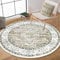Enyhom Retro Runder Teppich, 120cm Rutschfester Mandala Wohnzimmerteppich, Hochwertiger Waschbar Bedruckt, Extra Weicher Flauschiger Kreis für Schlafzimmer Esszimmer Studie, Braun