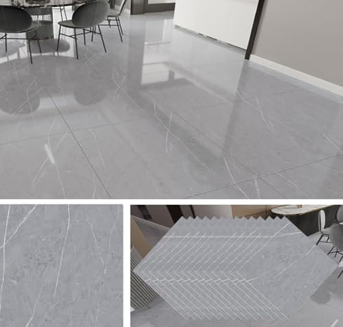 GBACHOOSE 40 Pièces Dalle PVC Adhésive 30x30 cm, Revêtement de Sol 1,3 mm, Parquet Marbre Adhésif, Lino en Rouleau pour Salon, Cuisine, Chambre