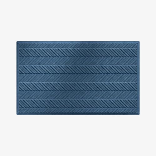 Waterhog Machine Washable Door Mat, Herringbone Blue 60 x 90 cm - Heavy Duty Dirt Trapper Entrance Mat, Non-Slip Rubber Backed, Indoor/Outdoor Use, Made in Europe