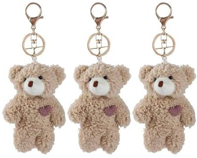 Galepromot Lot de 3 porte-clés en peluche en forme de cœur rose pour sac à dos, porte-clés en peluche pour sac à dos, porte-clés en coton doux pour loisirs créatifs, animaux en peluche, accessoires de
