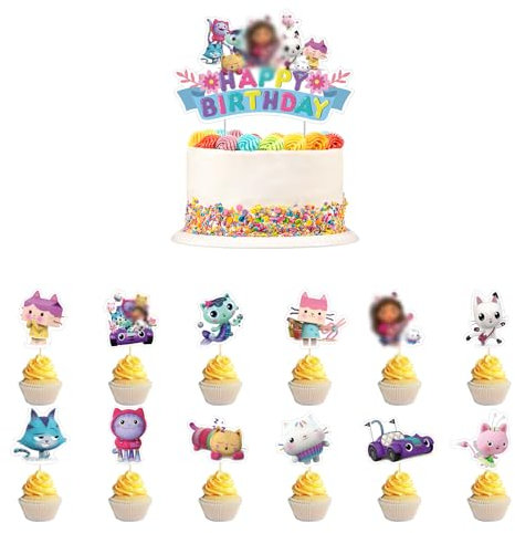 13 Stück Tortendekorationen, Happy Birthday Dekorationen, Cupcakes, Kindergeburtstagsdekorationen für alle Arten von Partys, Dekorieren von Geburtstagstorten