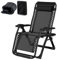 Fiutazge Chaise Longue Jardin Exterieur,Bain de Soleil Fauteuil de Jardin avec Coussin Rembourré,Porte-Boisson, Repose-tête,Housse de Transat,Chaise Pliable pour Patio,Plage,Piscine,Noir