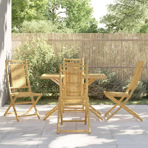 Keyroto 5-TLG. Garten-Essgruppe Bambus, Gartentisch Mit Stühlen, Balkon Tisch Und Stühle, Garten Essgruppe, Sitzgruppe Garten, Essgruppe Garten