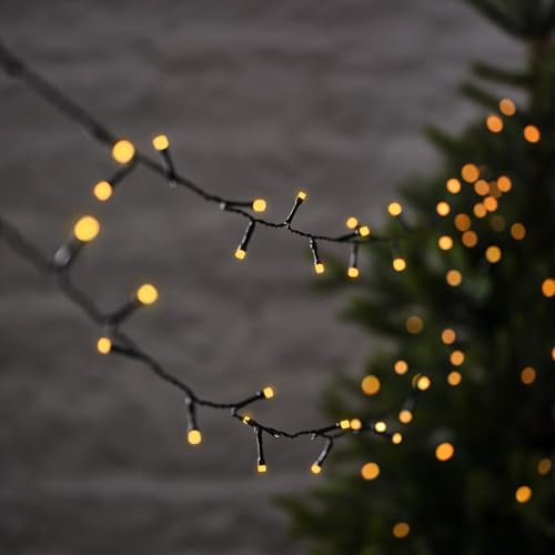 Lights4fun 10m Colour Select 100 LED String Fairy Lights on Black Cable Plug in Timer for Indoor and Outdoor Use