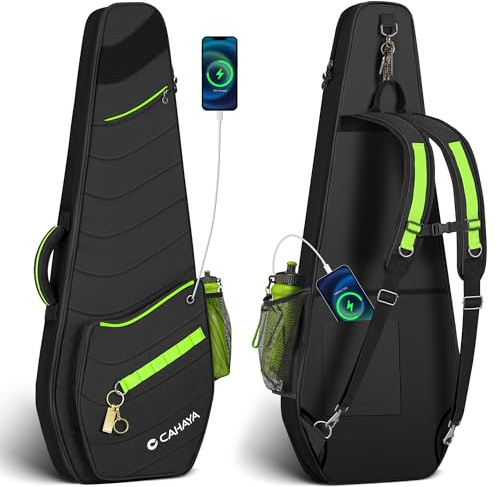 CAHAYA Electric Guitar Gig Bag 12mm Padding Soft Case | Water resistant, DIY adhesive patches, cable hole, accessory pocket, water cup holder