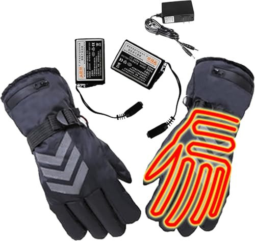 SHGDAIO Winter Electric Heated Gloves Waterproof Windproof Cycling Warm Heating Touch Screen Battery Powered Heated Gloves, 5000 mA