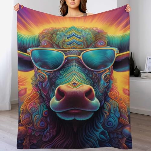 AAPZY Büffel Kuscheldecke Couchdecke Decke Aus Flannel - Tagesdecke Wohndecken Für Sofa, Couch Oder Als Bettüberwurf - Waschbare Decke (130×180cm)