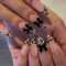 GlamRays Almond Medium False Nails, 24 Pieces (12 Sets), Gold Glue, Leopard Bow Design, Bling Glitter, Acrylic, ABS Material, Half Well Tips, Glossy Finish
