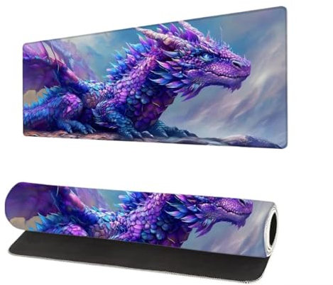 Mouse Pad Cool 39.4x19.7 inch, Extended Large XXL Dragon Mouse Mat Gaming, Non-Slip Rubber Base Desk Pad, Stitched Edges Mousepad, Desk Mat Water-Resistant surface, Improved Precision and Speed W-7