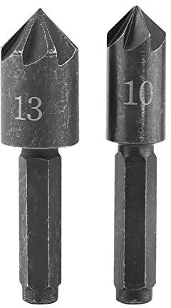 Juego de brocas de avellanar de 2 piezas, brocas de avellanar de acero rápido de 7 canales y 82 grados, mango hexagonal de 1/4 pulgada de cambio rápido para metal, madera