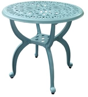 KAILI Beistelltisch aus Aluminiumguss, für Terrasse, Garten, Pool, Innenbereich, pflegeleicht und wetterbeständig, Couchtisch, Veranda, Bistrotisch (47 cm, Hellblau)