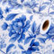 Wikadlik Rotolo di carta regalo con fiori blu, 43 cm x 10 m, elegante carta da regalo floreale per matrimoni, San Valentino, sposa, festa della mamma, bouquet fai da te