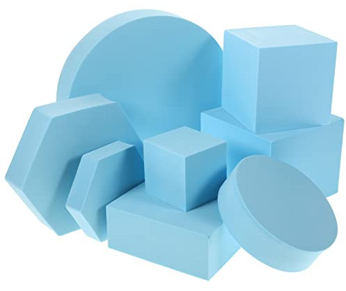 Lurrose 8 Stück Würfel Fotorequisiten Schaumstoff Dekorative Geometrische Requisiten Für Schmuck Kosmetik Produktfotografie Tischaufnahme Hellblau