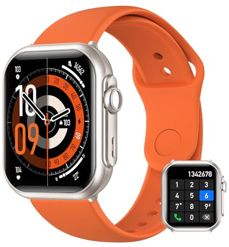 BANLVS Reloj Inteligente Mujer con Batería 1000mAh, 1.85'' AMOLED Smartwatch Mujer con Llamadas/120+ Modos Deportivos/5ATM Impermeable/SpO2/Pulsómetro/Sueño, Fitness Tracker para Android iOS, Naranja