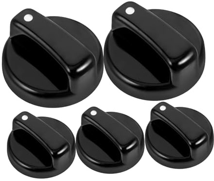 SEWACC 5pcs Replacement Gas Stove Knobs for Kitchen Range and Gas Stove Plastic Cooker Control Knobs Ergonomic Design and Simple Operation Black Accessories