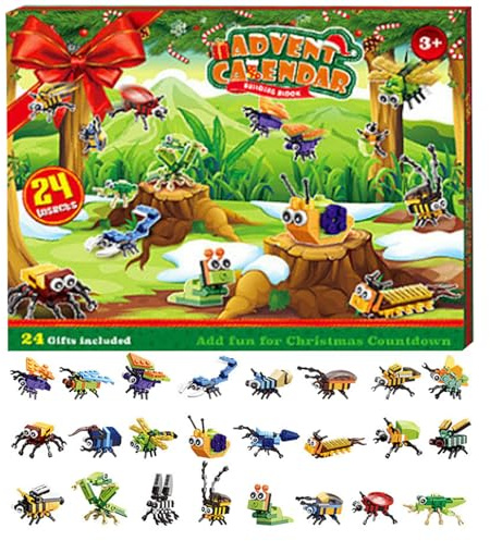 Weihnachts-Adventskalender 2023 mit Bausteinen, 24 Stück, Weihnachts-Countdown-Kalender für Kinder, Weihnachtsgeschenke für Teenager, Jungen und Mädchen, Stil 2, Weihnachtsdekorationen