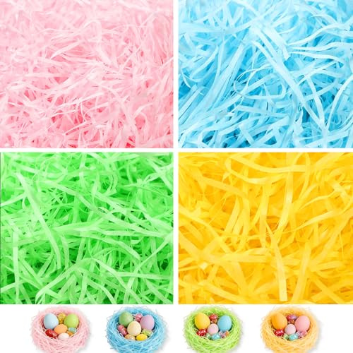 80g Easter Baskets Crafts Shredded Tissue Paper - Soft Hamper Filling Accessories, Easter Egg Hunt Decorations with Multicolor, Filler Hamper Stuffers for Party Favors and Classroom Event Decorations