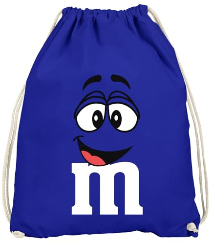 MoonWorks® Turnbeutel - M mit Gesicht - Accessoires Fasching Karneval Gadgets Spruch lustig Faschingsartikel Tasche Gymbag Blau unisize