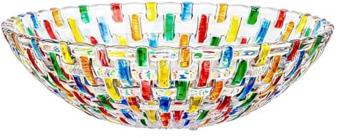 Bbajszx Handbemalte Bunte gewebte Glaskristall Salat und Obstschale, Tischdekoration, Tafelaufsatz für Zuhause, Büro, Party, Hochzeit, Süßigkeiten, Kuchenteller