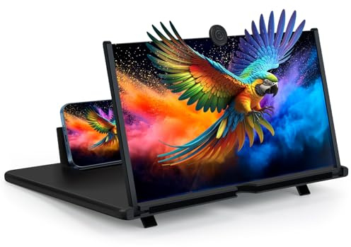 Handy vergrößerungs Bildschirm 14 Zoll, 3D HD Handy Lupe für Smartphone, Anti-Blaues, Faltbarer Ständer für Bildschirmlupen, Kompatibel Mit Allen Smartphone