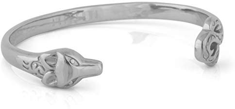 Akitsune Ferus Armreif | Armschmuck Frauen Herren Edelstahl Armband Cuff Bracelet Fuchs Minimalistisch Silber 55mm