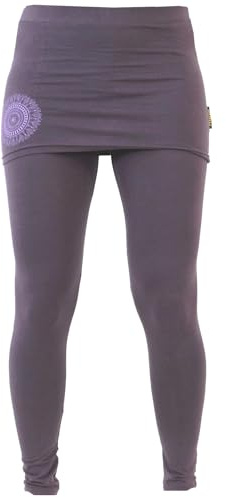 GURU SHOP Yoga-Hose, Leggings mit Minirock Bio BW Yogi - Plum, Damen, Size:XL