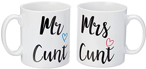 His and Hers Funny Mug Set Funny Joke Gifts Mr Cunt Mrs Cunt Present Anniversary Birthday Christmas Coffee Cups Wedding Gift Set WSDMUG1366